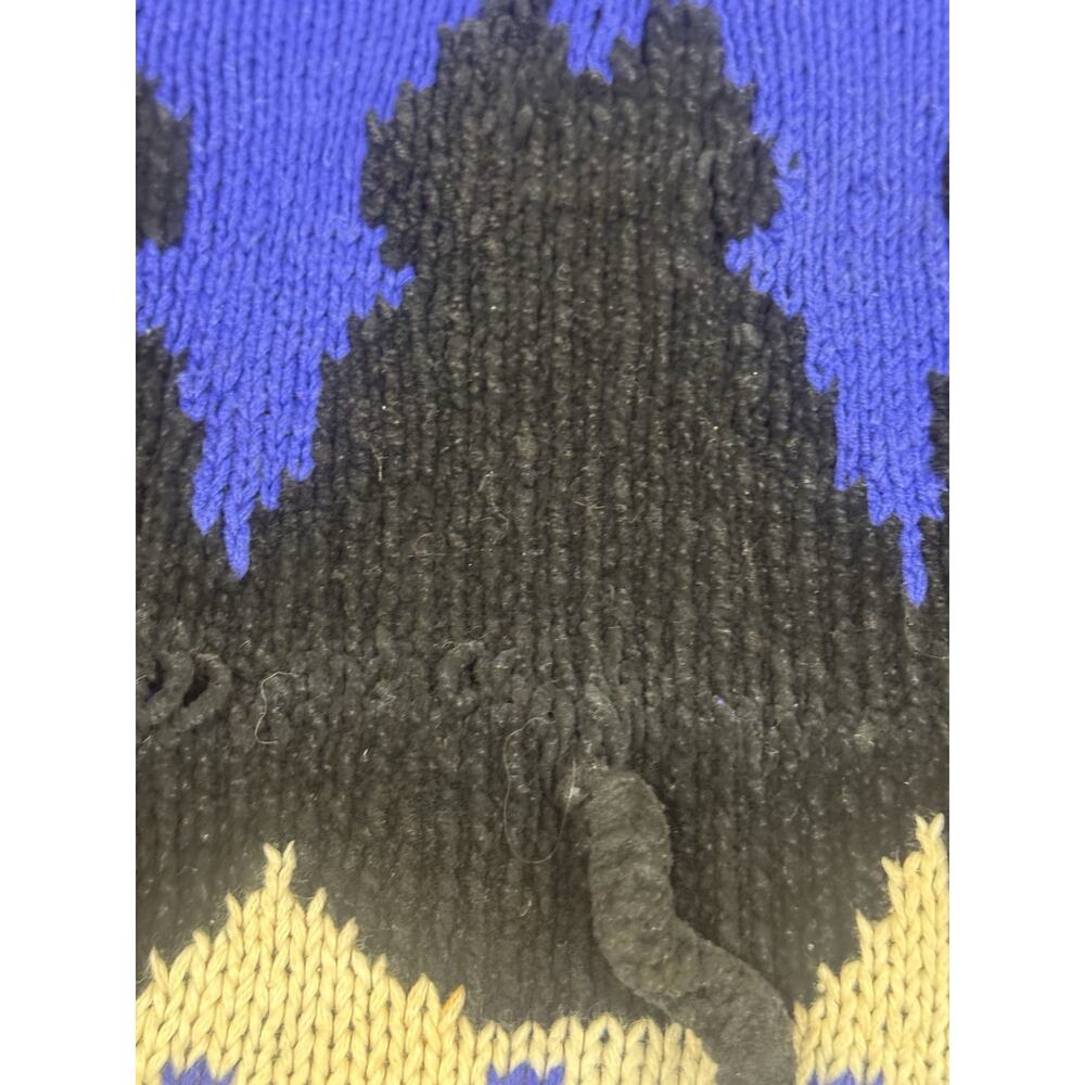 Vtg Marisa Christina Classics Hand Knitted S Blue Halloween Black Cat Sweater - Picture 5 of 15